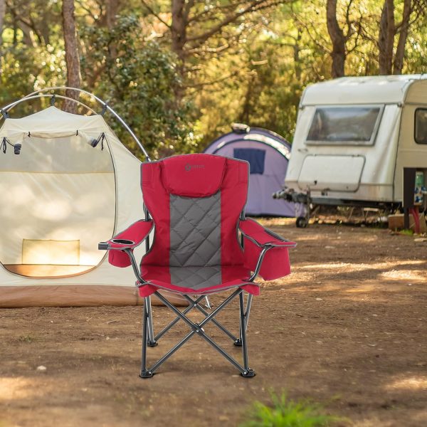 ARROWHEAD OUTDOOR Portable Folding Camping Quad Chair w/ 6-Can Cooler, Cup & Wine Glass Holders, Heavy-Duty Carrying Bag, Padded Armrests, Headrest & Seat, Supports up to 450lbs, USA-Based Support - Image 2