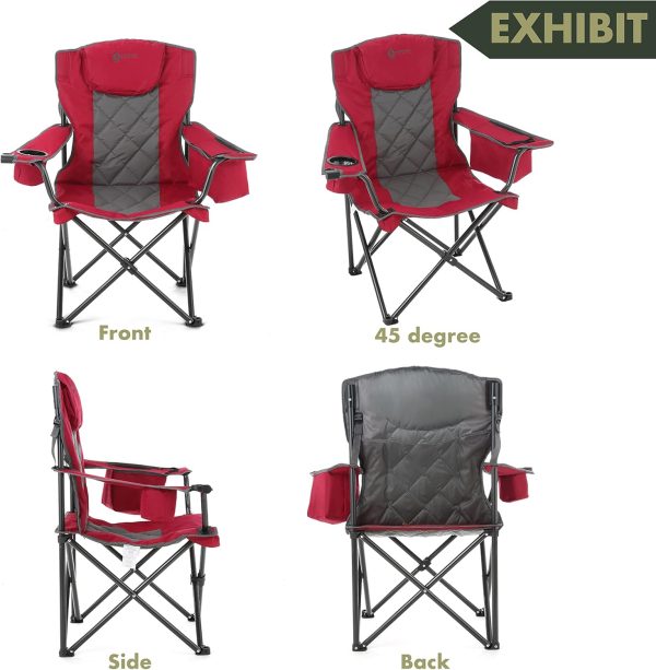 ARROWHEAD OUTDOOR Portable Folding Camping Quad Chair w/ 6-Can Cooler, Cup & Wine Glass Holders, Heavy-Duty Carrying Bag, Padded Armrests, Headrest & Seat, Supports up to 450lbs, USA-Based Support - Image 6