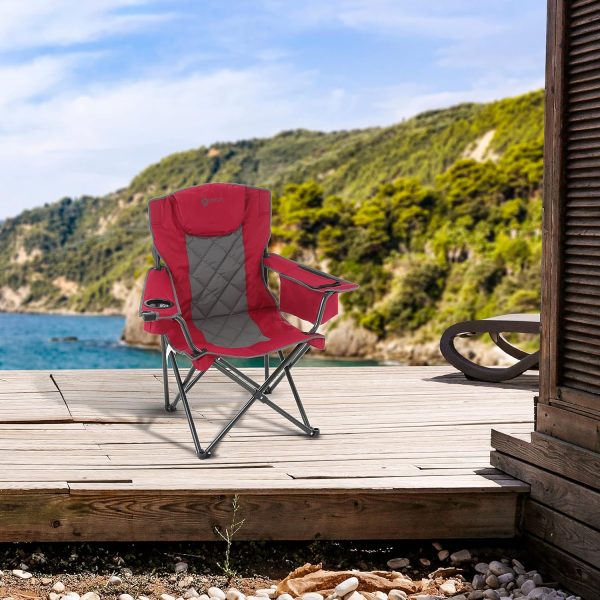ARROWHEAD OUTDOOR Portable Folding Camping Quad Chair w/ 6-Can Cooler, Cup & Wine Glass Holders, Heavy-Duty Carrying Bag, Padded Armrests, Headrest & Seat, Supports up to 450lbs, USA-Based Support - Image 7
