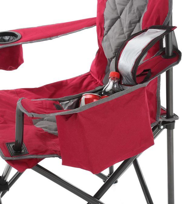 ARROWHEAD OUTDOOR Portable Folding Camping Quad Chair w/ 6-Can Cooler, Cup & Wine Glass Holders, Heavy-Duty Carrying Bag, Padded Armrests, Headrest & Seat, Supports up to 450lbs, USA-Based Support - Image 8