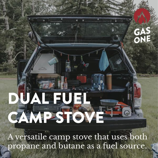GasOne Dual Fuel Portable Camping Stove 15,000BTU With Brass Burner Head, Dual Spiral Flame Gas Stove - Patented - Image 2
