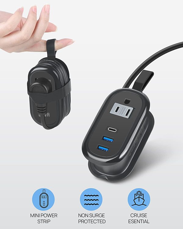 Travel Essentials BEVA Travel Power Strip with USB C Ports, Non Surge Protector with 4FT Travel Extension Cord, 2 Outlets 3 USB Ports, Cruise Ship Essentials Travel Accessories(3.4A Charge Black) - Image 4