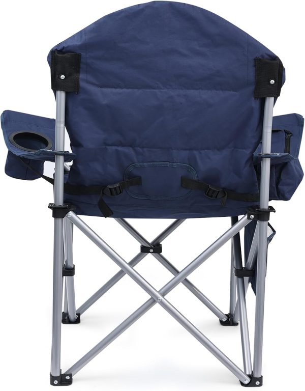 Oversized Camping Chairs for Adults with Lumbar Support, Padded Camping Chair with Storage Pocket, Folding Chairs for Outside with Cup Holder Support to 400LBS - Image 5