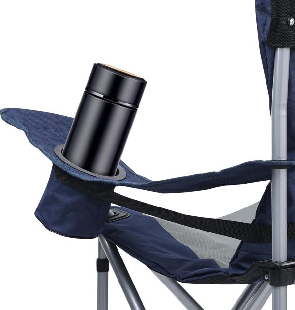 Oversized Camping Chairs for Adults with Lumbar Support, Padded Camping Chair with Storage Pocket, Folding Chairs for Outside with Cup Holder Support to 400LBS - Image 6